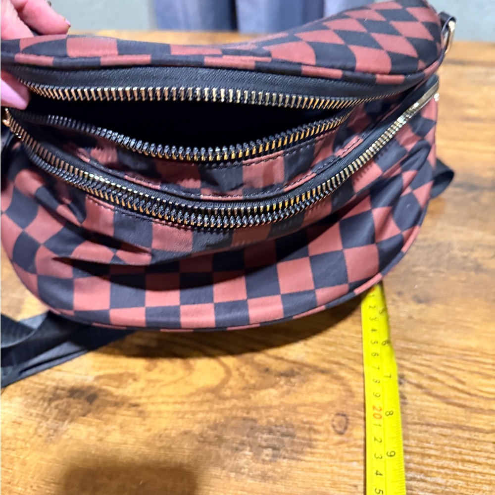 Checkered Black and Brown Sling Bag - Picture 5 of 12